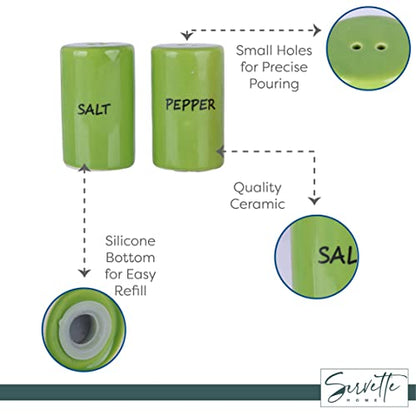 Green Salt & Pepper Shakers Ceramic - color: Green