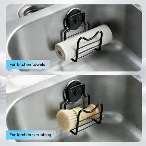 Magnetic Sponge Holder for Kitchen Sink | Strong Magnetic Stainless Steel Rack,Kitchen Accessories,Dish Sponge Organizer, Scrubber Caddy, with Extra Metal Plates
