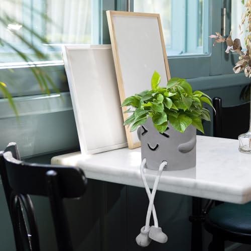 1 Pcs Cute Plant Pot, Small Planter, Succulent Planter, Flower Pot, Office, Room, Shelf, Table Decoration Planter - Squint(Plants not Included) - color: Grey Squint