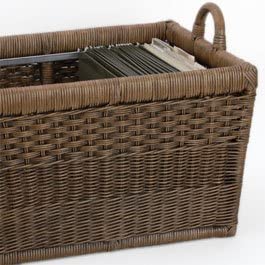 The Basket Lady Lift-Off Lid Wicker Storage Basket, L, Walnut Brown | Outside: 24.5" L x 18" W x 17.5" H | Inside: 21.5"L x 15.5"W x 14"H - Handcrafted by artisans from natural rattan - color: Antique Walnut Brown, size: Large