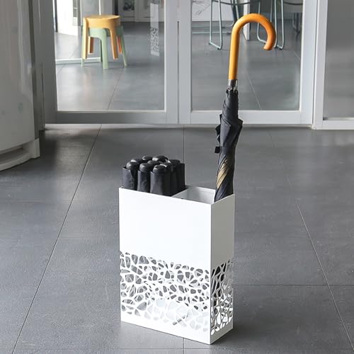 Indoor Entryway Umbrella Holder Can hold 10 umbrellas，tall Metal Large Capacity Umbrella Storage stand With removable drain tray,For Hotel,Offices,home,Commercial(White-A) - color: White-A