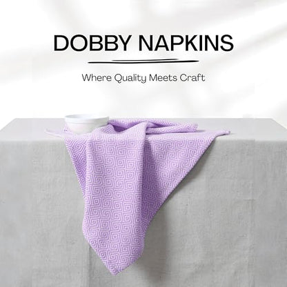 Lavender Cloth Napkins (Set of 12), 16x16 Inch, Diamond Weave, 100% Cotton, Soft, Durable, Machine Washable Table Linen Napkin for Luncheon, Cocktail Events, Celebrations & Daily Use - color: Lavender, size: 16" x 16" (Set of 12)