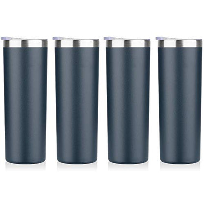 HASLE OUTFITTERS 20 oz Skinny Tumblers Bulk Set, Stainless Steel Insulated Slim Tumblers with Lids, Reusable Double Wall Travel Coffee Mugs, Durable Powder Coated Travel Water Cups(Navy, 4) - color: Navy Blue, size: 20 oz (4 Count)
