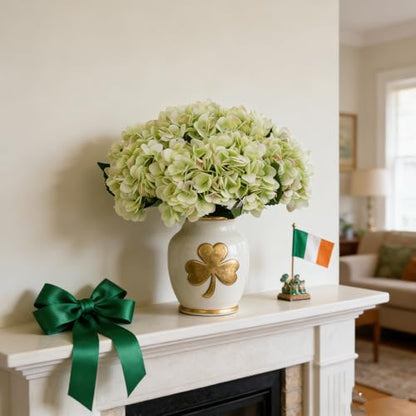 Kimura's Cabin 6pcs Hydrangea Artificial Flowers Fake Hydrangeas,Lime Green | Silk Hydrangea with Stems Faux Flower,Wedding Party Bouquets Arrangements Home Table Centerpieces Decoration Vase Filler - color: Lime Green