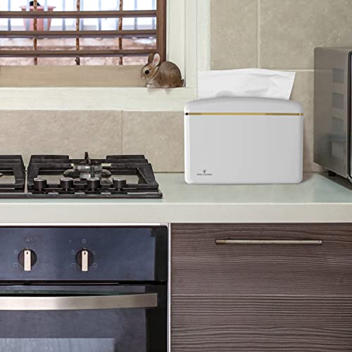 Countertop Multifold Hand Paper Towel Dispenser by Oasis Creations, Single Sheet Dispensing – Glossy White - color: White