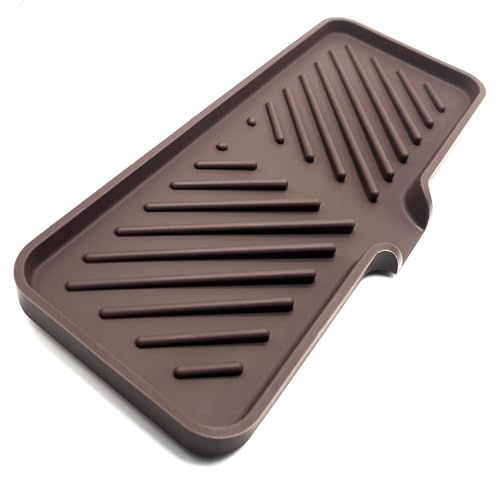 Silicone Soap Dish Tray and Sponge Holder with Drain Chute and Feet | 3-Way Sloped Design | Bathroom and Kitchen Sink Organizer Caddy (Dark Chocolate, 10"x4", 7.8 Ounces) - color: Dark Chocolate, size: 10"x4"