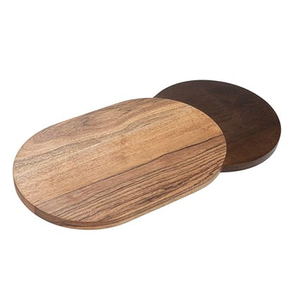 Bloomingville Oval Two-Tone Wood Cheese and Serving Board, Natural and Walnut - size: 15.8"L x 8"W