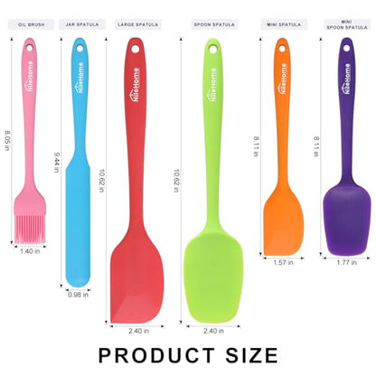 NileHome 6 Pieces Silicone Spatula Set with Silicone Brush,Multicolor | Food-Grade Material,Heat Resistant Up to 600°F,Dishwasher Safe,BPA-Free - color: Multicolor
