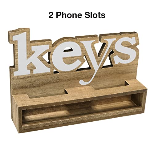 EXCELLO GLOBAL PRODUCTS Rustic Keys Wall Mounted Hanging Entryway Organizer with 4 Hooks. 13" x 9" Use as hat Organizer, Key Holder, Mail sorter. Perfect for Entryway, Kitchen, Bathroom, Hallway - style: KEYS
