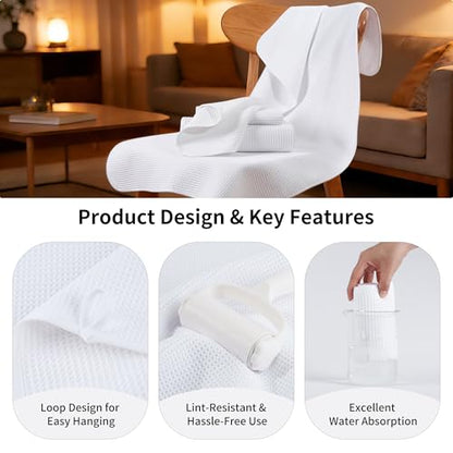 MICROFI Waffle Weave Bath Towel Set, Microfiber, 4 Pieces (Body/Hair/Hand/Face), Quick Dry, Lightweight, Super Absorbent, Lint Free, 380 GSM (White) - color: White