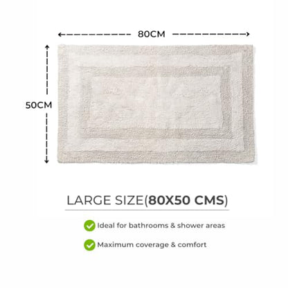 Akiko 100% Cotton Bath Mat, Soft Plush Reversible Bathroom Rug 20x32 Silver | Bath Mats for Bathroom Absorbent Quick Dry Anti-Skid Machine Washable Bath Mats for Bathroom Shower Bathtub - color: Silver