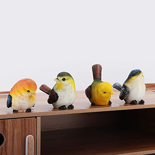 Ejoyous 4Pcs Bird Figurine Statue Resin Animal Sculpture Garden Decor | Decorative Small Bird Figurines Ornament for Outdoor Lawn Courtyard Farmhouse
