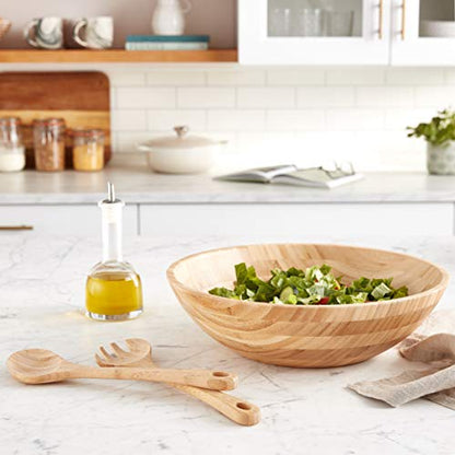 Lipper International Bamboo Salad Bowl with Salad Servers - size: Large, style: 3-Piece Set