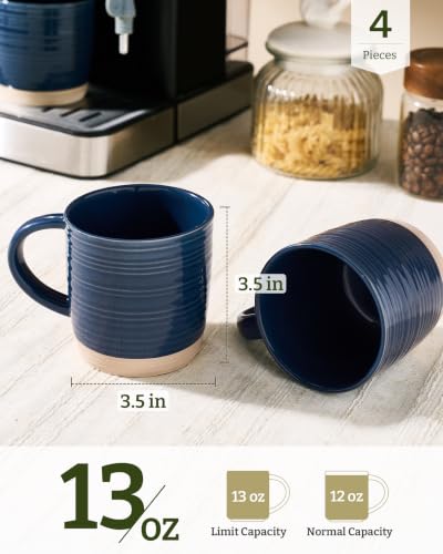 famiware Coffee Mugs Set of 4, 13 oz Mug Set, Ceramic Cup Set with Handle | Stoneware Mug for Coffee, Tea, Latte, Cappuccino, Microwave and Dishwasher Safe, Constellation Series，Abysses Blue - color: Constellation-Abysses Blue, size: 4 Count (Pack of 1)