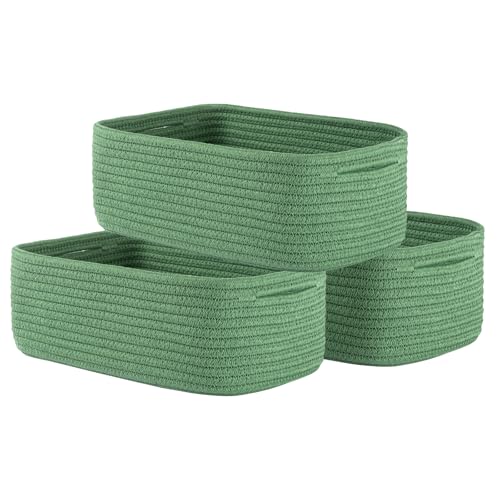 KALLAX Small Woven Storage Basket for Organizing, 12 x 8 x 4.5 inch, 3 Pack | Shelf baskets for closet organization, toy storage and home decor, Perfect as empty gift baskets for holidays, Green - color: Green, size: 12"L x 8"W x 4.5"H