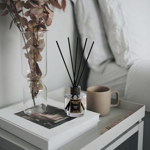 Reed Diffuser Set of 3 for Bathroom Air Fresheners, Oil Diffuser Sticks | Cedar Wood,White Pine Moroccan Amber Scent Diffuser(1.7 fl oz*3) Fragrance with 18 Sticks Defusers | Shelf Decor