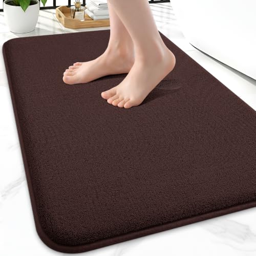 Smiry Memory Foam Bath Mat 24x16, Extra Soft Absorbent Bathroom Rugs | Brown Quick Dry, Machine Washable Bath Mats for Bathroom, Shower, Tub and Home Decor Accessories - color: Brown, size: 24'' X 16''