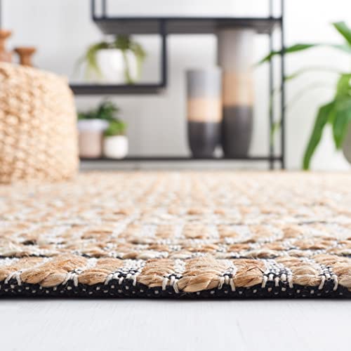SAFAVIEH Natural Fiber Collection Area Rug - 7' Round, Navy & Natural, Handmade Flat Weave Stripe Jute & Cotton Jute, Ideal for High Traffic Areas in Living Room, Bedroom (NFB651N) - color: Navy/Natural, size: 7' (Round)