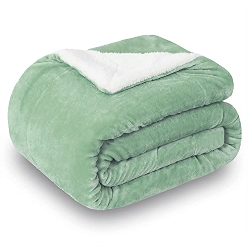 Sherpa Fleece Throw Blanket, Celadon, 50x60 inches | Double-Sided Super Soft Luxurious Plush Blanket Throw Size - color: Celadon, size: 50"×60"