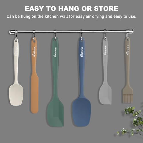 NileHome 6 Pieces Silicone Spatula Set with Silicone Brush,Forest Style | Food-Grade Material,Heat Resistant Up to 600°F,Dishwasher Safe,BPA-Free - color: Forest Style