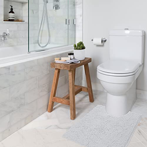 Bathroom Rugs Sets 2 Piece, Luxury Chenille Bath Mat Set, Soft Plush Anti-Slip Bath Rug + U-Shaped Toilet Mat. Microfiber Shaggy Carpet, Super Absorbent (24” x 36” & 20” x 24” U, White) - color: White, size: 2 Piece Set - Large