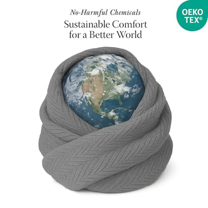 Threadmill Cotton King Blanket, Herringbone, Dark Grey, Machine Washable | 100% Cotton, Herringbone Pattern, 106x92 in, Breathable, All-Season, OEKO-TEX Certified, Machine Washable - color: Dark Grey, size: King (106" x 92")
