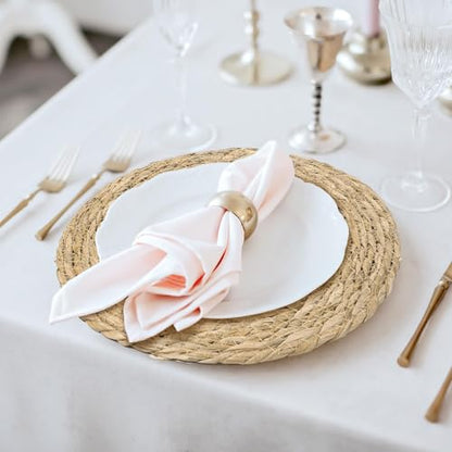 Elcoho 40 Pieces Round Woven Placemats 12 Inch Boho Rattan Placemats Farmhouse Braided Place Mats Woven Plate Chargers Rustic Wicker Table Mats for Dining Table - size: 12 Inch