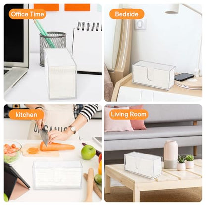 2Pcs Acrylic Paper Towel Dispenser, Paper Towel Holder Countertop Clear Multi Trifold Napkin Holder, Suitable for Z-fold, C-fold or MultiFold Paper Towels for Bathroom, Toilet, Kitchen