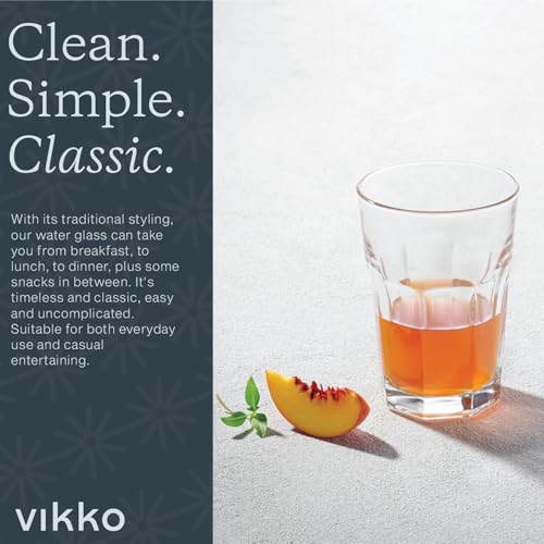 Vikko Large Drinking Glasses, 14 Ounce Glass Cups, Durable Glasses Drinking Set of 12, Stackable Water Glasses, Highball Glasses, Heavy Base Tumblers & Water Glasses, Dishwasher Safe Cups for Kitchen - style: 14 Ounce- Set of 12