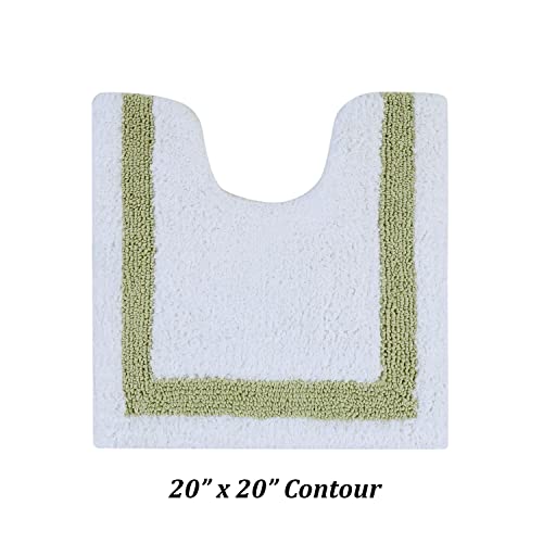 Better Trends Toilet Rugs U Shaped 100% Cotton 20" x 20" Bath Mats, White & Sage Contour Bath Mat - Tufted, Reversible & Absorbent & Machine Washable Bath Mats, Hotel Collection - color: White & Sage, size: 1'8" x 1'8" (1'8" x 1'8" (U-Shape))