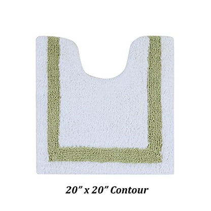 Better Trends Toilet Rugs U Shaped 100% Cotton 20" x 20" Bath Mats, White & Sage Contour Bath Mat - Tufted, Reversible & Absorbent & Machine Washable Bath Mats, Hotel Collection - color: White & Sage, size: 1'8" x 1'8" (1'8" x 1'8" (U-Shape))