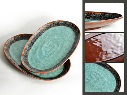 2 Piece Melamine Serving Tray, 19" Serving Food Platter for Entertaining,Dinnerware Sets,Serving Tray,Melamine Plates,Party, Meat, Dessert, Unbreakable, Dishwasher Safe, BPA Free (Oval Platter)