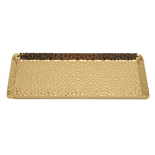 Hammered Tray, Stainless Steel Mirror Polished Serving Platter with Elegant Design, Perfect for Desserts and Fruits for Home Kitchen (Gold) - color: Gold