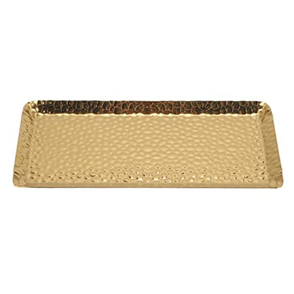 Hammered Tray, Stainless Steel Mirror Polished Serving Platter with Elegant Design, Perfect for Desserts and Fruits for Home Kitchen (Gold) - color: Gold