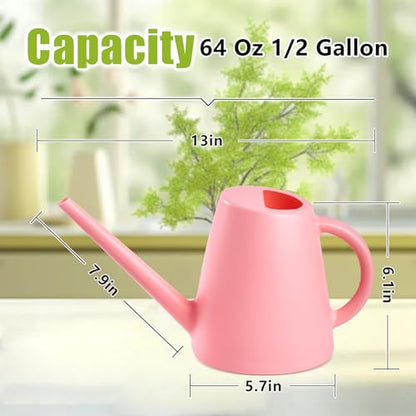 ZXJ Plant Watering Cans for Indoor and Outdoor Home Garden Plants - with Long Spout - Pink - 1/2 Gallon - color: Pink