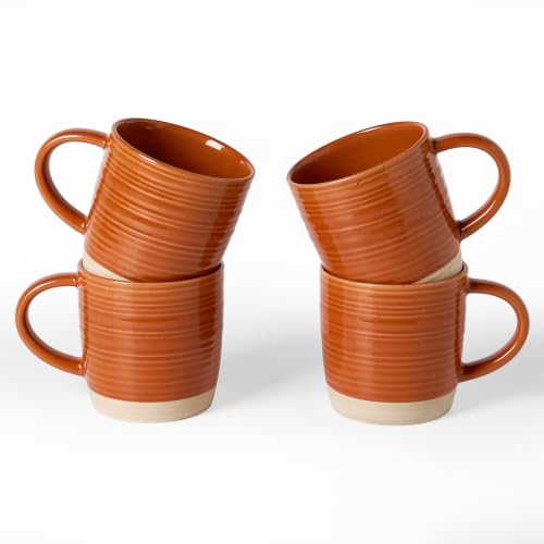 famiware Coffee Mugs Set of 4, 13 oz Mug Set, Ceramic Cup Set with Handle | Stoneware Mug for Coffee, Tea, Latte, Cappuccino, Microwave and Dishwasher Safe, Constellation Series，Terracotta - color: Constellation-Terracotta, size: 4 Count (Pack of 1)