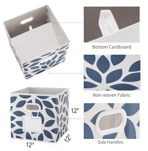 MAX Houser Set of 6 Foldable Fabric Storage Bins with Dual Plastic Handles, Closet Bedroom Drawer Organizer, Blue - color: 26 azure
