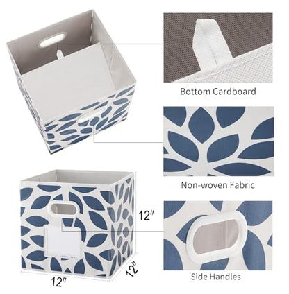 MAX Houser Set of 6 Foldable Fabric Storage Bins with Dual Plastic Handles, Closet Bedroom Drawer Organizer, Blue - color: 26 azure