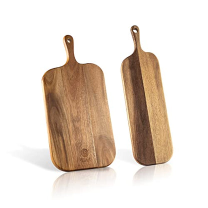 Wood Cutting Board Set with Handle for Kitchen Large and Small Long 2 Packs Acacia Wooden Kitchen Cutting Boards for Meat, Cheese, Bread,Vegetables Fruits- Charcuterie Board Serving Board - style: Small+Large