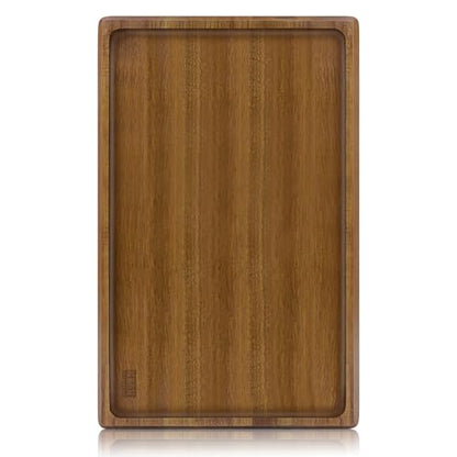 HOSHANHO Acacia Wood Serving Tray 16x10 Charcuterie Board & Non-Slip Pads | Premium Acacia Wood Platter for Cheese, Meat & Snacks, Non-Slip Pads Keep Tray Steady, Ideal for Parties, Dining & Daily Use - size: 16" x 10" x 1"