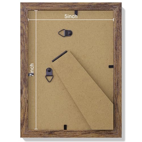 Vittanly 5x7 Picture Frames Set of 9, Shatter Resistant Plexiglass, Display 4x6 Pictures with Mat or 5x7 without Mat, Photo Frames for Wall or Tabletop, Engineered Wood, Brown | Display Pictures 4x6 with Mat or 5x7 without Mat, Small Photo Frames, Enginee