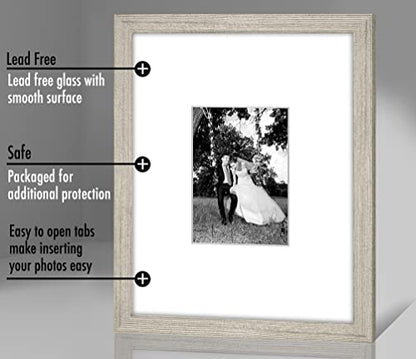 Americanflat 11x14 Picture Frame - Matted to 5x7 - Driftwood | Engineered Wood construction, Shatter-resistant glass, hangs vertical or horizontal, sawtooth hangers included - color: Driftwood