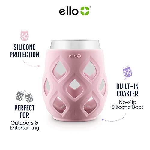 Ello Cru 17oz Stemless Wine Glass Set with Protective Silicone Sleeves, 4 Pack Cocktail Glass Perfect for Summer Patios and Parties Holiday Gifting Her Him Mother's Day, Dishwasher Safe, Cashmere Pink - color: Pink, size: 4 count
