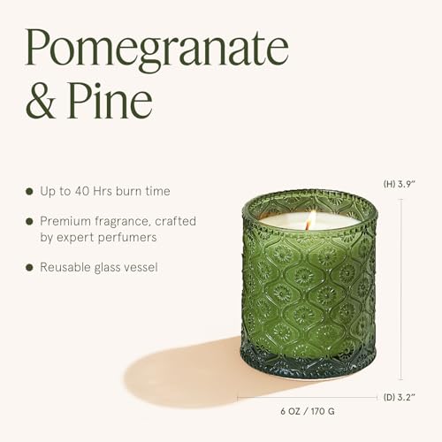 LA JOLIE MUSE Pomegranate & Pine Scented Candles for Home, Natural Soy, 40 Hrs | Luxury Green Festive Jar Candle, Clean Non Toxic, Christmas Winter Holiday Candle, Gift for Women & Family, Balsam &Cedarwood - color: Pine & Pomegranate