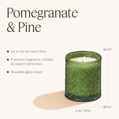 LA JOLIE MUSE Pomegranate & Pine Scented Candles for Home, Natural Soy, 40 Hrs | Luxury Green Festive Jar Candle, Clean Non Toxic, Christmas Winter Holiday Candle, Gift for Women & Family, Balsam &Cedarwood - color: Pine & Pomegranate