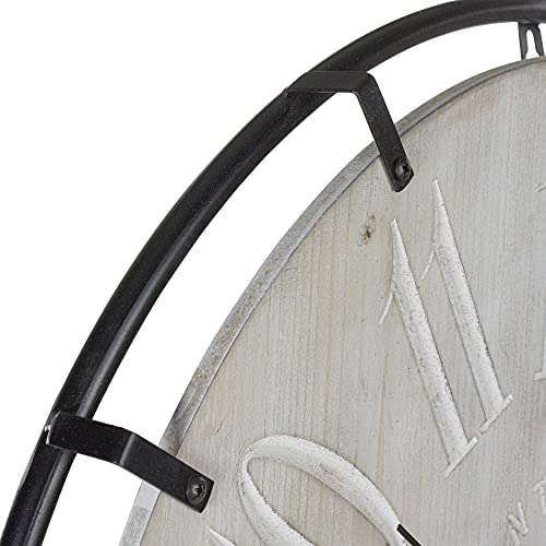 Northlight Country Rustic Metal and Wood Round Wall Clock - 23.5" - Black