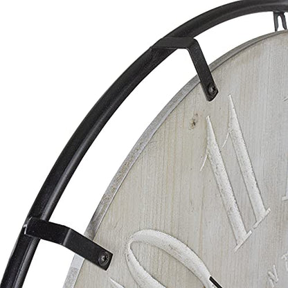 Northlight Country Rustic Metal and Wood Round Wall Clock - 23.5" - Black