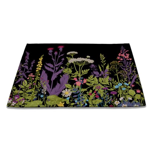 SPUNKER Herbs and Wild Flowers Welcome Mat - Indoor/Outdoor, Low-Profile Floor Rug, 17''x30'' - color: Herbs and Wild Flowers