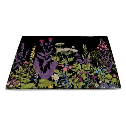 SPUNKER Herbs and Wild Flowers Welcome Mat - Indoor/Outdoor, Low-Profile Floor Rug, 17''x30'' - color: Herbs and Wild Flowers