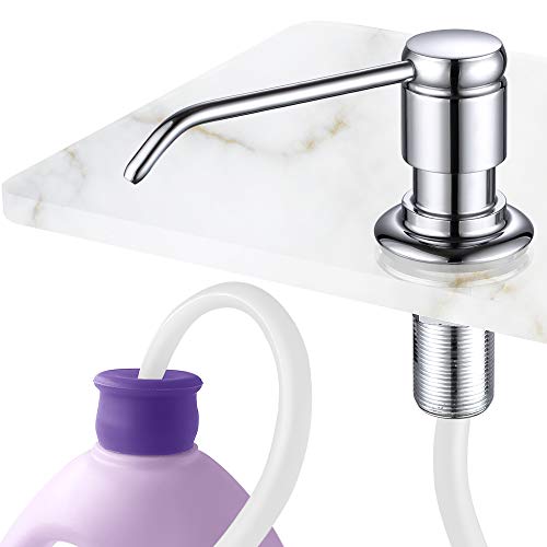 Gagal Soap Dispenser (Chrome) and Extension Tube Kit for Kitchen Sink, Complete Brass Pump with 40" Silicone Tube Connect to The Bottle Directly, Say Goodbye to Frequent Refills - color: Chrome